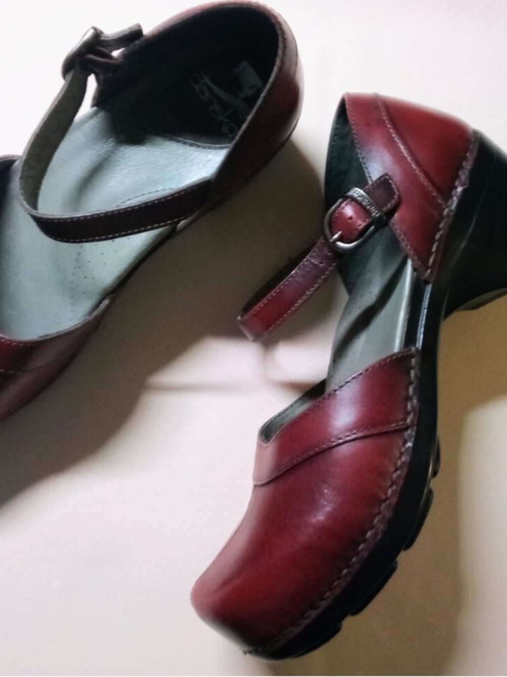 Dansko Women's Burgundy Leather Mary Jane Clogs